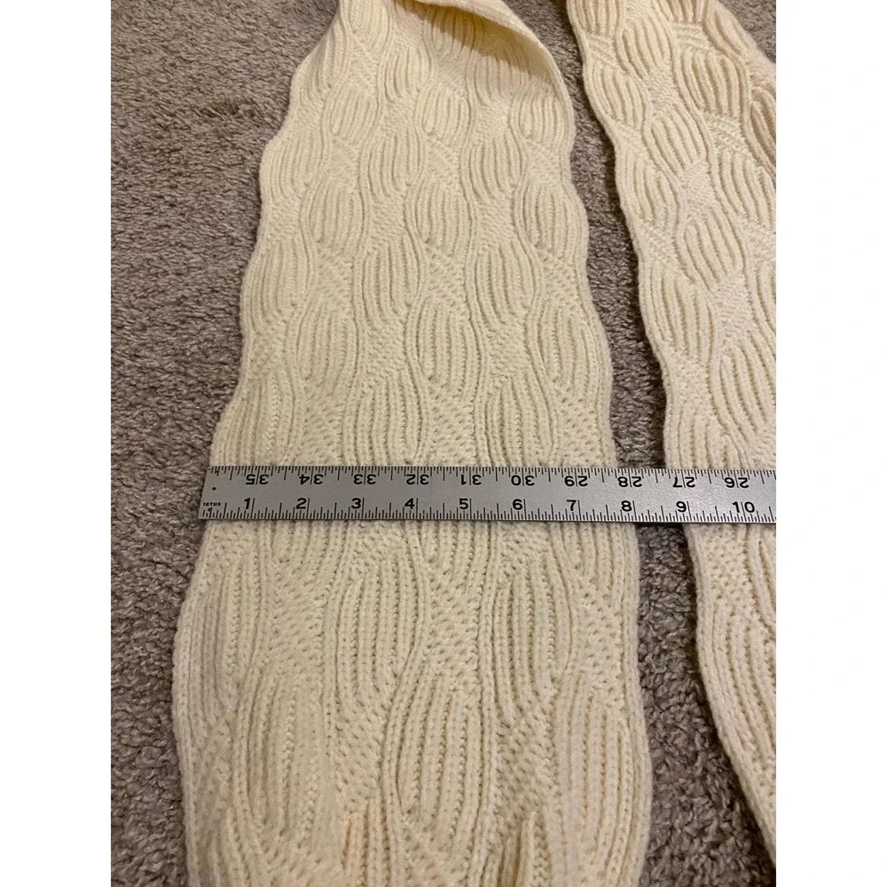 The North Face Scarf Pompom Faux Fur Knit Ivory Cream OSFM